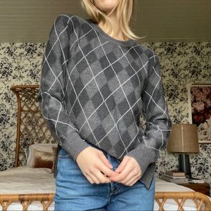 Haute Hippie plaid crewneck grey sweater medium